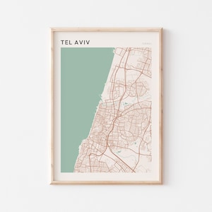 Affiche de carte de Tel-Aviv, impression de Tel-Aviv, affiche de Tel-Aviv, art mural de Tel-Aviv, Israël, cadeau de voyage, impression minimaliste