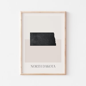North Dakota Map Poster, North Dakota Print, North Dakota Map Print Minimalist Boho Wall Art, North Dakota Art Print Decor For Home or Gift