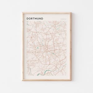 Affiche de carte de Dortmund, impression de Dortmund, affiche de Dortmund, art mural Dortmund, Allemagne, cadeau de voyage, art minimaliste