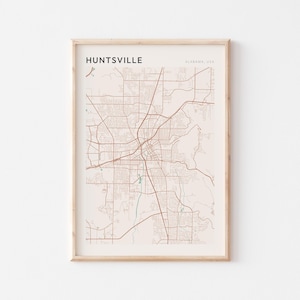 Affiche de carte de Huntsville, impression de Huntsville, affiche de Huntsville, art mural Huntsville, Alabama, cadeau de voyage, décoration murale de ferme