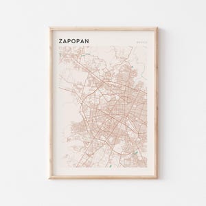 Affiche de carte Zapopan, impression Zapopan, affiche Zapopan, art mural Zapopan, Mexique, cadeau de voyage, décoration murale de ferme