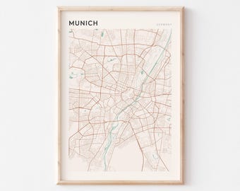 Munich Map Poster, Munich Wall Art, Munich City Map, Munich Poster, Munich Map Print, Munich Print, Munich Germany, Munich Print