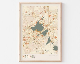 Mappa di Madison, Poster di Madison, Stampa di Madison, Decorazione murale di Madison, Wisconsin, Regalo di viaggio, Decorazione murale in stile boho