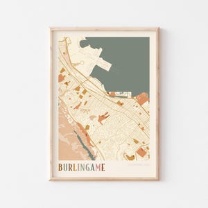 Burlingame Map Poster, Burlingame Print, Burlingame Poster, Burlingame Wall Art, California, Travel Gift, Boho Decor