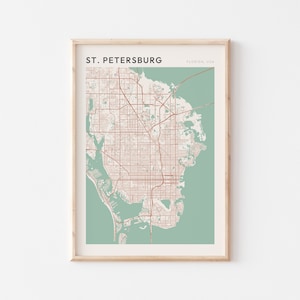 St. Petersburg kaart poster, St. Petersburg print, St. Petersburg poster, St. Petersburg Wall Art, Florida, reiscadeau, boerderij muur decor