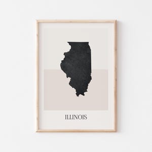 Poster con mappa dell'Illinois, stampa dell'Illinois, stampa della mappa dell'Illinois, arte murale minimalista boho, stampa artistica dell'Illinois per la casa o come regalo