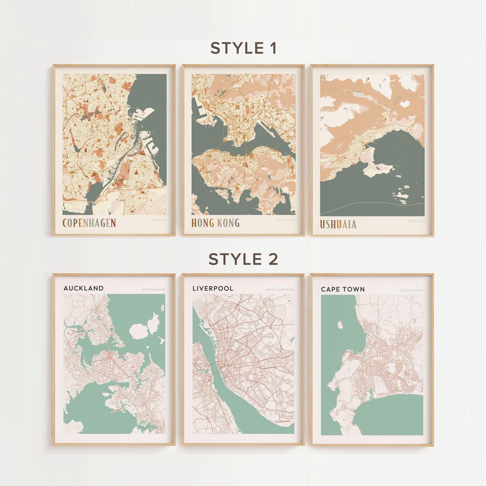 Set of 3 Map Posters, Set of 3 Map Prints, Set of 3 Wall Art, Set of 3 ...