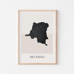 Affiche de carte du Congo, impression du Congo, impression de carte du Congo art mural bohème minimaliste, impression d'art du Congo déco pour la maison ou un cadeau