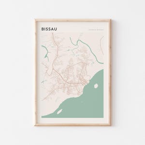 Affiche de carte de Bissau, impression de Bissau, affiche de Bissau, art mural de Bissau, Guinée-Bissau, Afrique, cadeau de voyage, art minimaliste