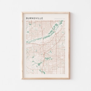 Affiche de carte de Burnsville, impression de Burnsville, affiche de Burnsville, art mural de Burnsville, Minnesota, cadeau de voyage, impression de Scandi