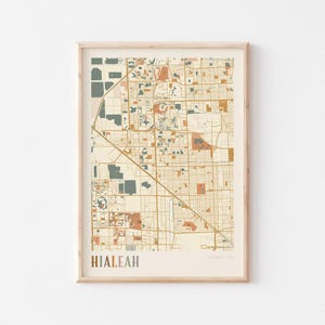 Hialeah-kaartposter, Hialeah-print, Hialeah-poster, Hialeah-muurkunst, Hialeah-stadskaart, Florida, reiscadeau, bohokunst aan de muur