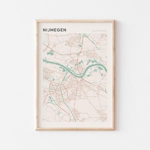 Affiche de carte de Nijmegen, impression de Nijmegen, affiche de Nijmegen, art mural de Nijmegen, Pays-Bas, cadeau de voyage, affiche de Scandi