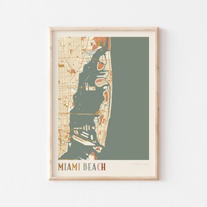 Miami Beach kaart poster, Miami Beach print, Miami Beach poster, Miami Beach kunst aan de muur, Florida, reiscadeau, boho kunst aan de muur