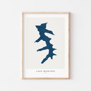 Lago Mohawk, Stampa del Lago Mohawk, Poster del Lago Mohawk, Arte del Lago Mohawk, Arte murale del Lago, Stampa della mappa del Lago, Regalo per la casa sul lago, Stampa della mappa del Lago, Ohio