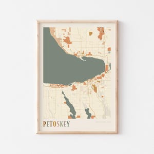 Petoskey Map Poster, Petoskey Print, Petoskey Poster, Petoskey Wall Art, Michigan, Travel Gift, Boho Print