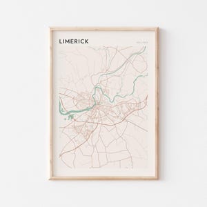 Limerick Map Poster, Limerick Print, Limerick Poster, Limerick Wall Art, Ireland, Travel Gift, Scandi Poster