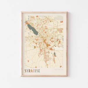 Affiche de carte de Syracuse, impression de Syracuse, affiche de Syracuse, art mural de Syracuse, New York, cadeau de voyage, art mural bohème