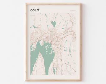 Oslo Map Poster, Oslo Print, Oslo Poster, Oslo Wall Art, Norway, Travel Gift, Scandi Poster
