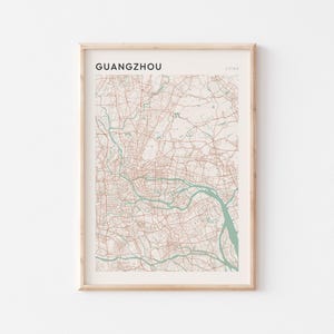 Guangzhou Map Poster, Guangzhou Print, Guangzhou Poster, Guangzhou Wall Art, China, Travel Gift, Minimalist Print