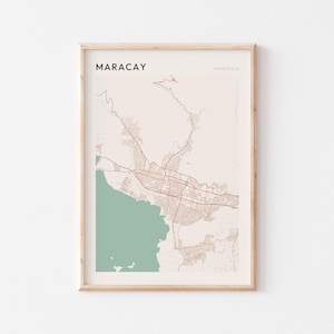 Affiche de carte de Maracay, impression de Maracay, affiche de Maracay, art mural de Maracay, Venezuela, cadeau de voyage, art minimaliste