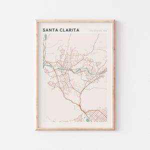 Affiche de carte de Santa Clarita, impression de Santa Clarita, affiche de Santa Clarita, art mural de Santa Clarita, Californie, cadeau de voyage, décoration murale de ferme