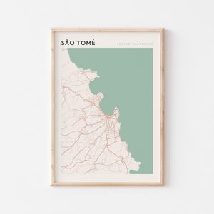 Affiche de carte de Sao Tomé, impression de Sao Tomé, affiche de Sao Tomé, art mural de Sao Tomé, Sao Tomé-et-Principe Afrique, cadeau de voyage, art minimaliste