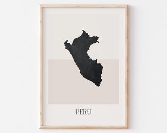 Peru Map Poster, Peru Print, Peru Map Print Minimalist Boho Wall Art, Peru Art Print Decor For Home or Gift