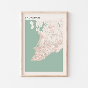 Salvador Karte Poster, Salvador Druck, Salvador Poster, Salvador Wandkunst, Brasilien, Reisegeschenk, minimalistische Kunst