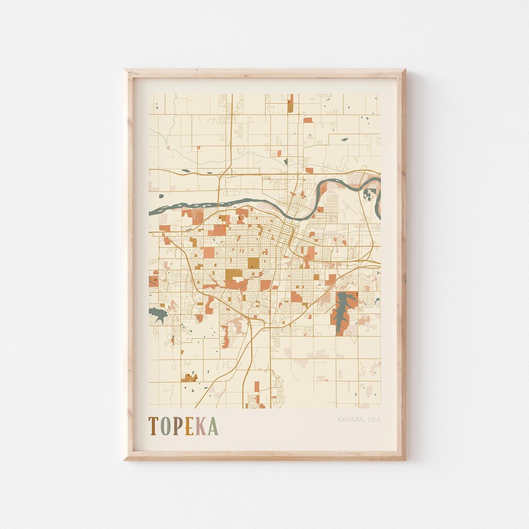 Topke Map Topeka Map Poster, Topeka Print, Topeka Poster, Topeka Wall Art, Kansas ...