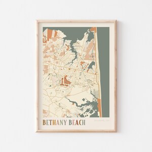 Affiche de carte de plage de Bethany, impression de plage de Bethany, affiche de plage de Bethany, art mural de plage de Bethany, Delaware, cadeau de voyage, impression de bohème, cadeau à maman