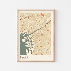 Osaka Map Poster, Osaka Wall Art, Osaka City Map, Map of Osaka, Osaka Map Print, Osaka Travel Print, Osaka Japan, Boho Wall Art