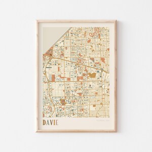 Davie-kaartposter, Davie-print, Davie-poster, Davie-muurkunst, Davie-stadskaart, Florida, reiscadeau, boho-muurkunst