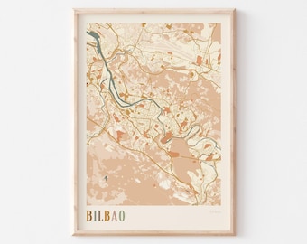 Bilbao Map Poster, Bilbao Print, Bilbao Poster, Bilbao Wall Art, Spain, Travel Gift, Boho Print