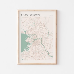 Affiche de carte de Saint-Pétersbourg, impression de Saint-Pétersbourg, affiche de Saint-Pétersbourg, art mural Saint-Pétersbourg, Russie, cadeau de voyage, art scandinave