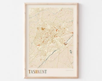 Tashkent Map Poster, Tashkent Print, Tashkent Poster, Tashkent Wall Art, Uzbekistan, Travel Gift, Boho Wall Art