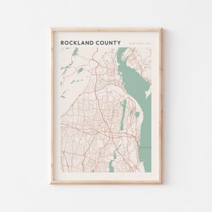 Affiche de carte du comté de Rockland, impression du comté de Rockland, affiche du comté de Rockland, art mural du comté de Rockland, New York, cadeau de voyage, affiche de Scandi