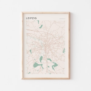 Affiche de carte de Leipzig, impression de Leipzig, affiche de Leipzig, art mural Leipzig, Allemagne, cadeau de voyage, art minimaliste