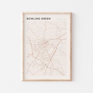 Póster de mapa de Bowling Green, impresión de Bowling Green, póster de Bowling Green, arte de pared de Bowling Green, Kentucky, regalo de viaje, decoración de granja