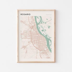 Affiche de carte de Rosario, impression de Rosario, affiche de Rosario, art mural de Rosario, Argentine, cadeau de voyage, art minimaliste