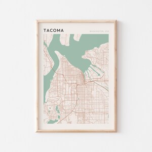 Tacoma Karte Poster, Tacoma Druck, Tacoma Poster, Tacoma Wandkunst, Washington, Reisegeschenk, minimalistischer Druck