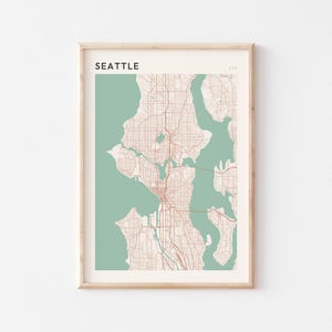 Affiche de carte de Seattle, art mural Seattle, plan de la ville de Seattle, affiche de Seattle, impression de carte de Seattle, impression de voyage de Seattle, Seattle, Etats-Unis, carte de Washington