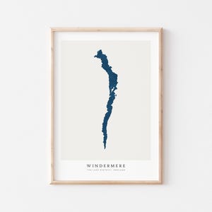 Windermere, stampa Windermere, poster Windermere, arte Windermere, arte murale del lago, stampa della mappa del lago, regalo della casa sul lago, stampa del lago, arte del lago