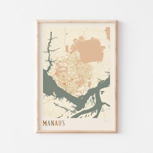 Manaus Karte Poster, Manaus Druck, Manaus Poster, Manaus Wandkunst, Brasilien, Reisegeschenk, Boho Dekor