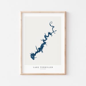 Lago Tenkiller, Stampa del Lago Tenkiller, Poster del Lago Tenkiller, Arte del Lago Tenkiller, Arte murale del Lago, Stampa della mappa del Lago, Regalo per la casa sul lago, Oklahoma
