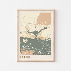 Affiche de carte de Ha Long, impression de Ha Long, affiche de Ha Long, art mural de Ha Long, Vietnam, cadeau de voyage, impression bohème