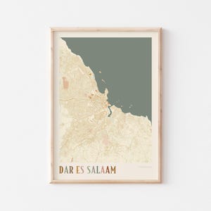 Affiche de carte de Dar Es Salaam, impression de Dar Es Salaam, affiche de Dar Es Salaam, art mural Dar Es Salaam, Tanzanie, cadeau de voyage, déco bohème