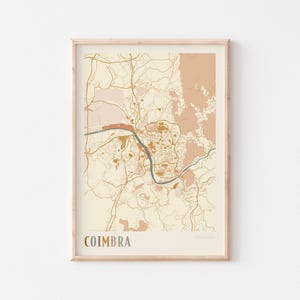 Coimbra-kaartposter, Coimbra-print, Coimbra-poster, Coimbra-muurkunst, Portugal, reiscadeau, boho-muurkunst