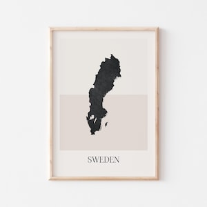 Póster de mapa de Suecia, impresión de Suecia, impresión de mapa de Suecia, arte de pared bohemio minimalista, impresión artística de Suecia para decoración del hogar o regalo