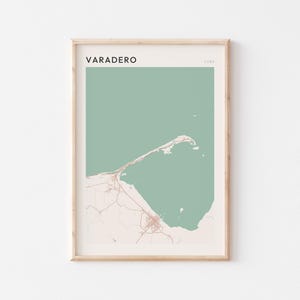Póster con mapa de Varadero, impresión de Varadero, póster de Varadero, arte mural de Varadero, Cuba, regalo de viaje, decoración de pared de casa de campo