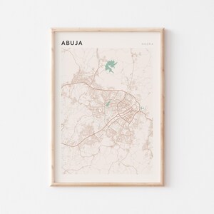 Affiche de carte d'Abuja, impression d'Abuja, affiche d'Abuja, art mural d'Abuja, Nigeria Afrique, cadeau de voyage, art minimaliste